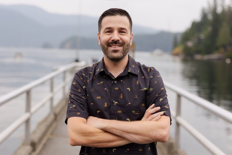 Jordan Cahill on the dock at Deep Cove, North Vancouver